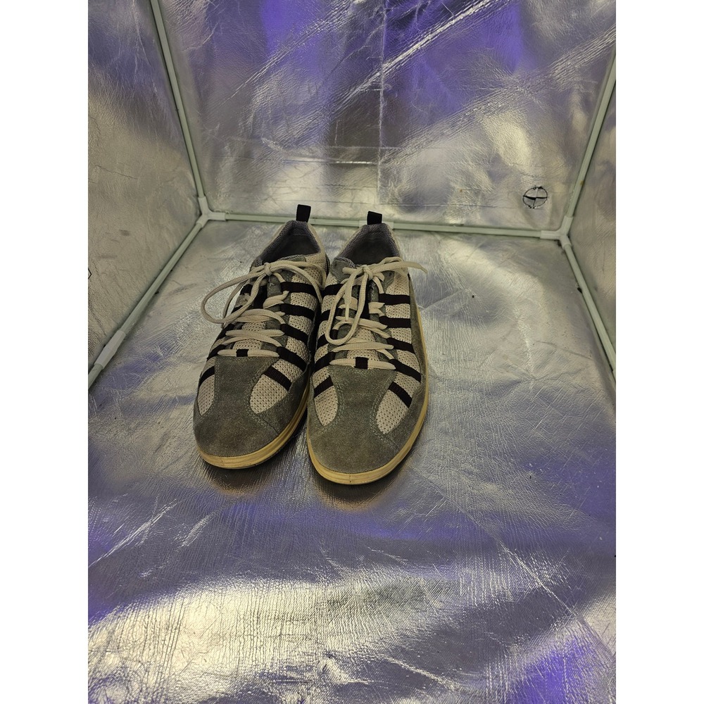 ECCO Womens Suede Mesh Low Top Sneakers Grey Tan Lace Up Athletic Shoes - Picture 1 of 6